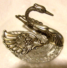 Decades Old Crystal Swan Movable Silver Wings Sparkling Elegance Large Size picture
