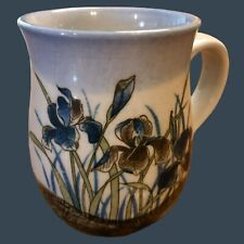 Otigari Mug Japan Iris Flowers Hand painted Stoneware Vintage picture