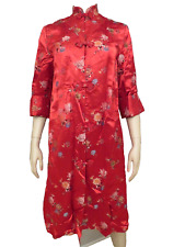 Peony Shanghai Red Silk Robe Kimono Asian Oriental Chinese Sz S L Vintage picture