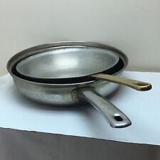 Lot Of 2 Pro Cook Pans 8.5” Eagle ware Copper Bottom Brass Handle, 10” Chef mate picture