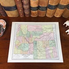 Original 1890 Antique Map WYOMING IDAHO MONTANA Billings Bozeman Boise Cheyenne picture