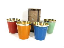 Vintage Mid Century Modern Colored Shot Glasses With Case  picture