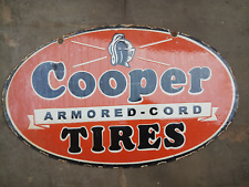 PORCELAIN COOPER TIRES ENAMEL SIGN 28 INCHES DOUBLE SIDED picture