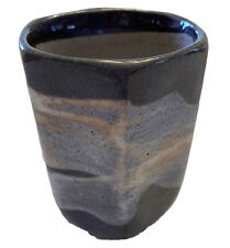 Vintage Kotobuki Japanese 6 Sided Stoneware Cup 4 Inches Gray Speckle Drip Glaze picture