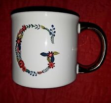 OpalHouse Monogram Floral “C” Mug Porcelain White Gold Handle Coffee Mug Tea Cup picture