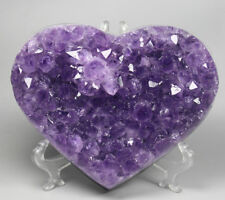 1.15lb Natural URUGUAYAN AMETHYST GEODE CLUSTERS HEART CRYSTAL Specimen Stand picture