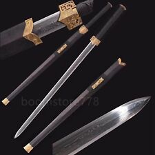 Handmade Chinese Sword Han Jian Damascus Folded Steel Blade Very Sharp Cut picture