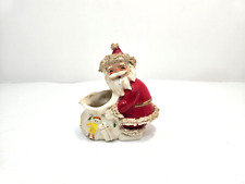 Vtg NAPCO Ceramic Red Santa Claus Figurine Planter Spaghetti Trim Good Wishes picture