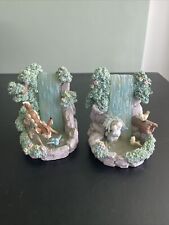 Very Rare Vintage Disney Bambi and Thumper in Waterfall With Birds Bookends picture