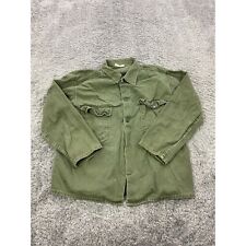 Vintage OG-107 Field Shirt Mens Large 16x34 Sateen Green Cotton Military 70s 80s picture