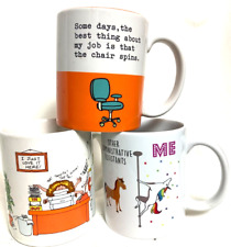 2 HALLMARK Mugs Office Humor Coffee Cups  & 1 unbranded--3 mugs combined.  Gifts picture