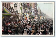 1916 The Rex Pageant Mardi Gras Day Crowded New Orleans LA Phostint Postcard picture