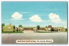 c1940's White River Court Hotel & Restaurant Cottages Forsyth Missouri Postcard picture