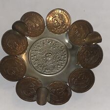 1970s Mexican Ashtray /Signed Sterling 925 Mayan Aztec Calendar/118gm Or 4.1 Oz picture