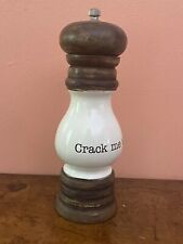 Farmhouse Mud Pie Wood and Enamel Pepper Mill “ Crack Me Up” picture