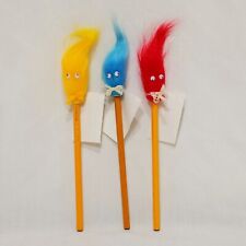 Lot 3 Frustration Pencils Yellow Red Blue 1980's Fur Monster Furry Vintage New picture
