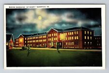 Quantico VA-Virginia, Marine Barracks at Night, Vintage Postcard picture
