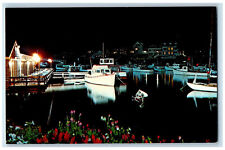 c1950's Night View at Perkins Cove Ogunquit Maine ME Vintage Postcard picture