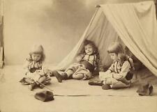 BEAUTIFUL c. 1870's Three Girls Playing Photo by Sebah (Lewis Carroll-like) picture