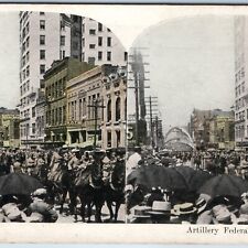 c1910s WWI Dallas TX Artillery Federal Troop Parade Main ST Photo Stereoview V46 picture