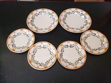 6 RARE THE SMITHSONIAN INSTITUTION FLORAL POTTERY PLATES DINNER SALAD VINTAGE picture