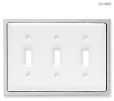 (5 Pack) Triple Switch Wall Plate - White Ceramic W/ Chrome LQ-68970 picture