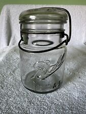 Vintage BALL Lightning “Ideal”Mason Canning Pint Jar/Lid (1900-1923) Purple/Gray picture