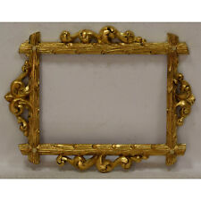 Ca 1900 Old wooden frame with metal leaf Internal: 13,1x9,6 in picture