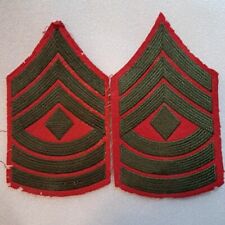 USMC Patches E-8 Green on Red Marine Corps Vintage 1st First Sergeant Pair MC4 picture
