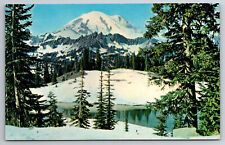 Vintage Postcard WA Chinook Pass Tipsoo Lake Mt Rainier Chrome -12746 picture