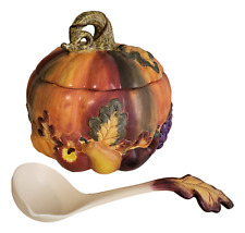 Fall Foliage Soup Tureen with Lid and Ladle Serving Dish 5.25 Quart Ceramic picture