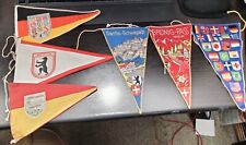 Lot of 6 vintage stitched foreign pennant flag lot Germany Switzerland 1950s ??? picture