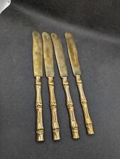 Vintage Thailand Siam Brass Cutlery Bamboo Design picture
