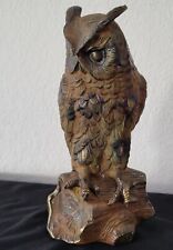 antique Metal owl with brass patina, 10 1/4