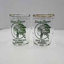 Pair of Vintage Sioux Liquor Barrel Glasses South Sioux City Nebraska Indian picture