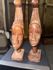 Vintage African Hand Carved Wood Man Woman Couple Sculpture Long Neck 16
