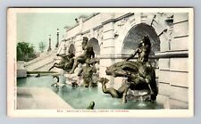 Washington DC-Library of Congress Neptune's Fountain, Antique Vintage Postcard picture