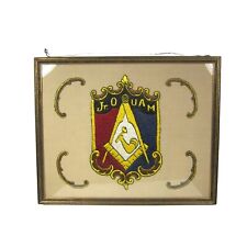 Antique Junior Ouam Embroidered Masonic Order Framed 21 x 17 In Mechanics United picture
