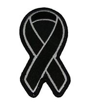 BLACK RIBBON FOR MELANOMA AWARENESS PATCH IRON ON SKIN CANCER SUN DAMAGE picture