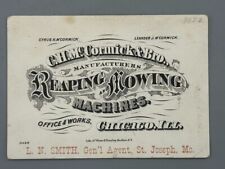 1870s McCORMICK Reaping Mowing FARM Advertising LITHO Business Trade Card picture
