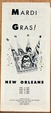 1962 Vintage Flyer Pamphlet Mardi Gras Louisiana New Orleans Parades Carnival picture