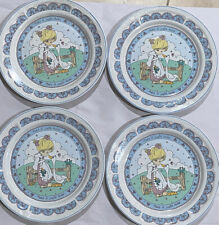 Vintage Precious Monents Make a joyful Noise farm blue white 11” 4 dinner plates picture