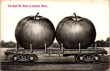 Exaggeration PC Giant Apples on Railroad Train Freight Car Onsted Michigan picture
