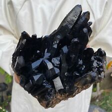 6.9lb Large Natural Black Smoky Quartz Crystal Cluster Rough Mineral Specimen picture