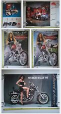 LOT OF (5) VTG BUDWEISER BEER COORS MAC TOOLS POSTERS MOTORCYLE HARLEY DAVIDSON picture