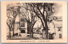 Plymouth Massachusetts 1930s Albertype Postcard Town Square In 1870 picture