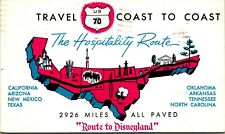 Highway 70 Route To Disneyland Hospitality Map Route 1960 Chrome Postcard D4 picture