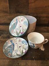 Summer River Tea Cup and Saucer Set Music Lover Cello Roses Sheet Music picture