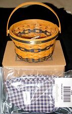 NEW 1998 J.W. MINIATURE LONGABERGER APPLE BASKET WITH PROTECTOR & LINER picture