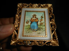 Vintage El Nino De Atocha Miniature Color Picture In Ornate Gold Plastic Frame picture